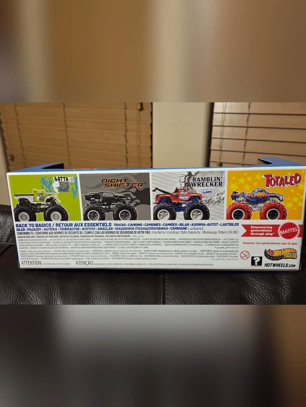 Hot Wheels Monster Trucks 4-Pack - Red, Black, Blue, Yellow